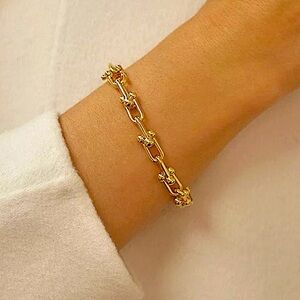 U Link Gold Plated Minimalist Bracelet